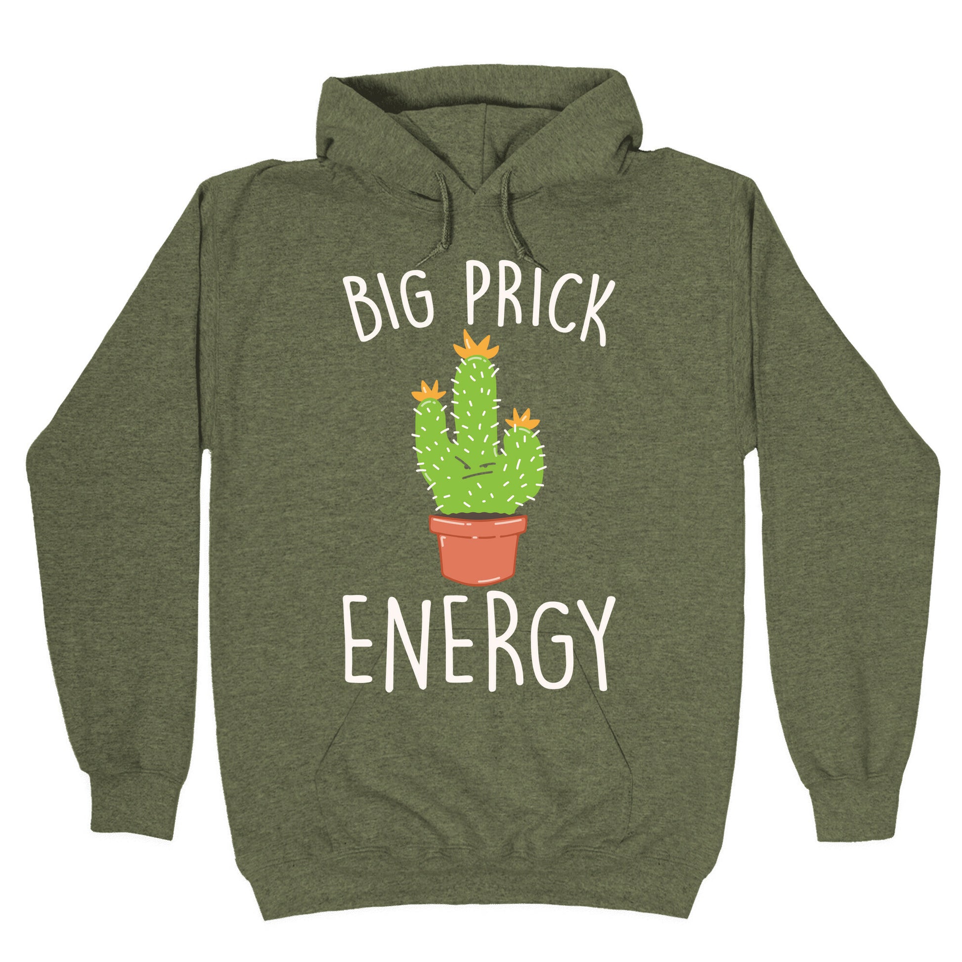 Big Prick Energy Cactus Parody White Print Hoodie