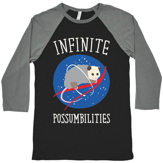Infinite Possumbilities Parody White Print Baseball Tee