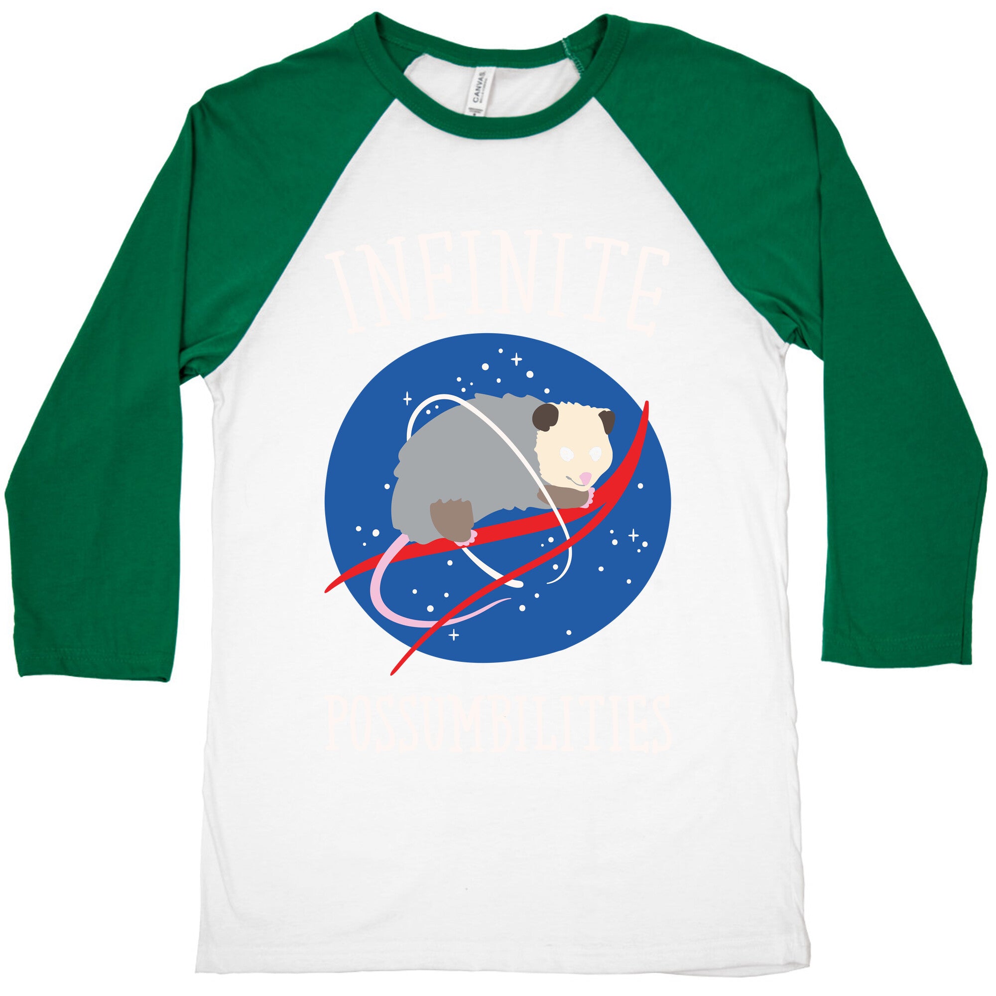 Infinite Possumbilities Parody White Print Baseball Tee