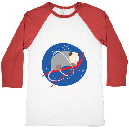 Infinite Possumbilities Parody White Print Baseball Tee