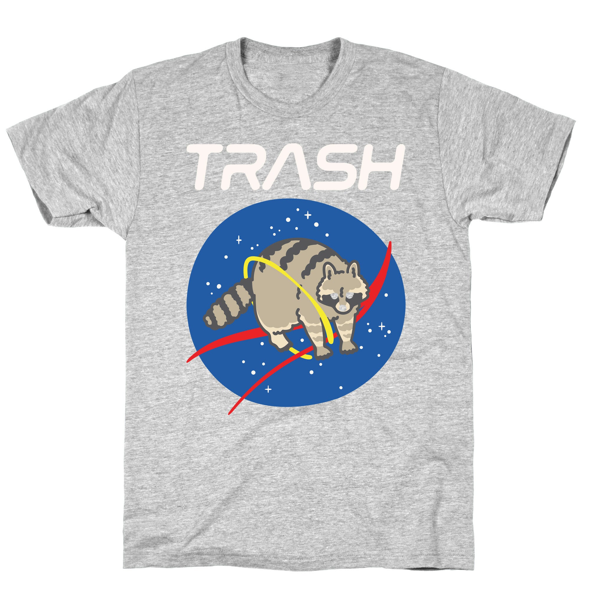 Trash Raccoon Nasa Logo Parody White Print T-Shirt