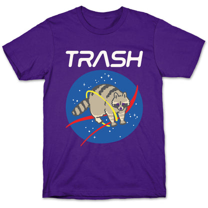 Trash Raccoon Nasa Logo Parody White Print T-Shirt