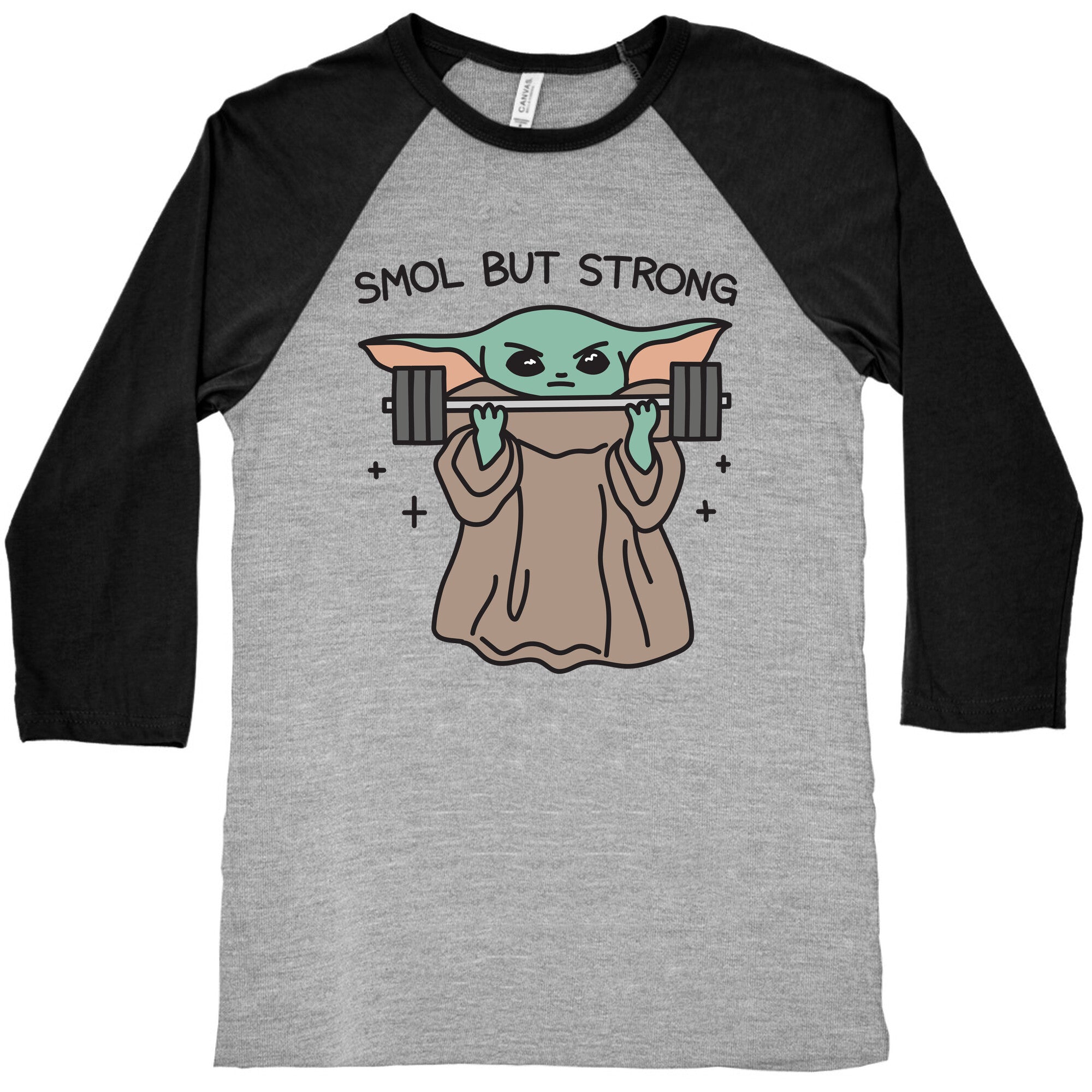 Smol But Strong Baby Yoda Baseball Tee