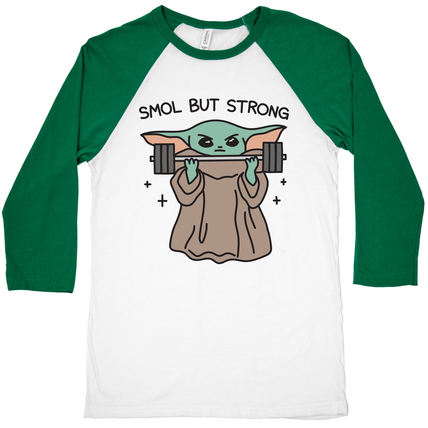 Smol But Strong Baby Yoda Baseball Tee