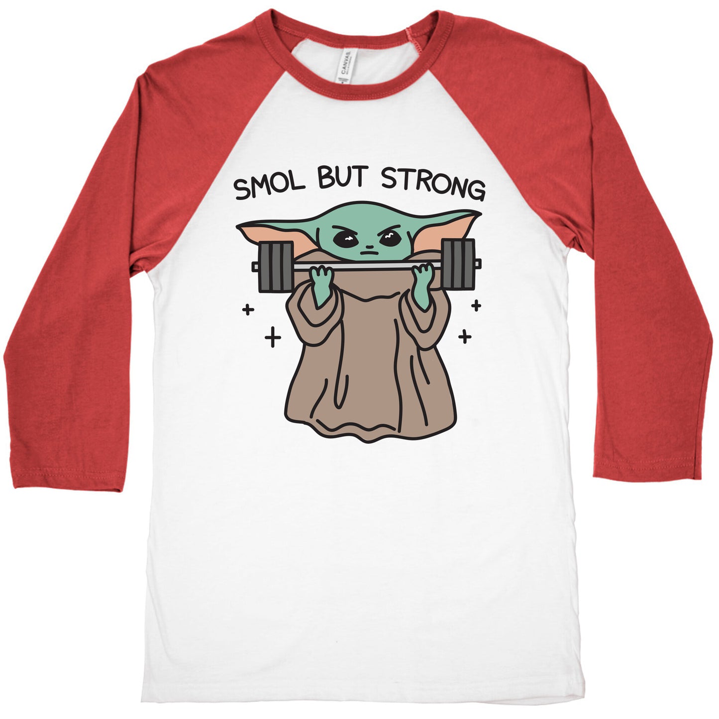 Smol But Strong Baby Yoda Baseball Tee