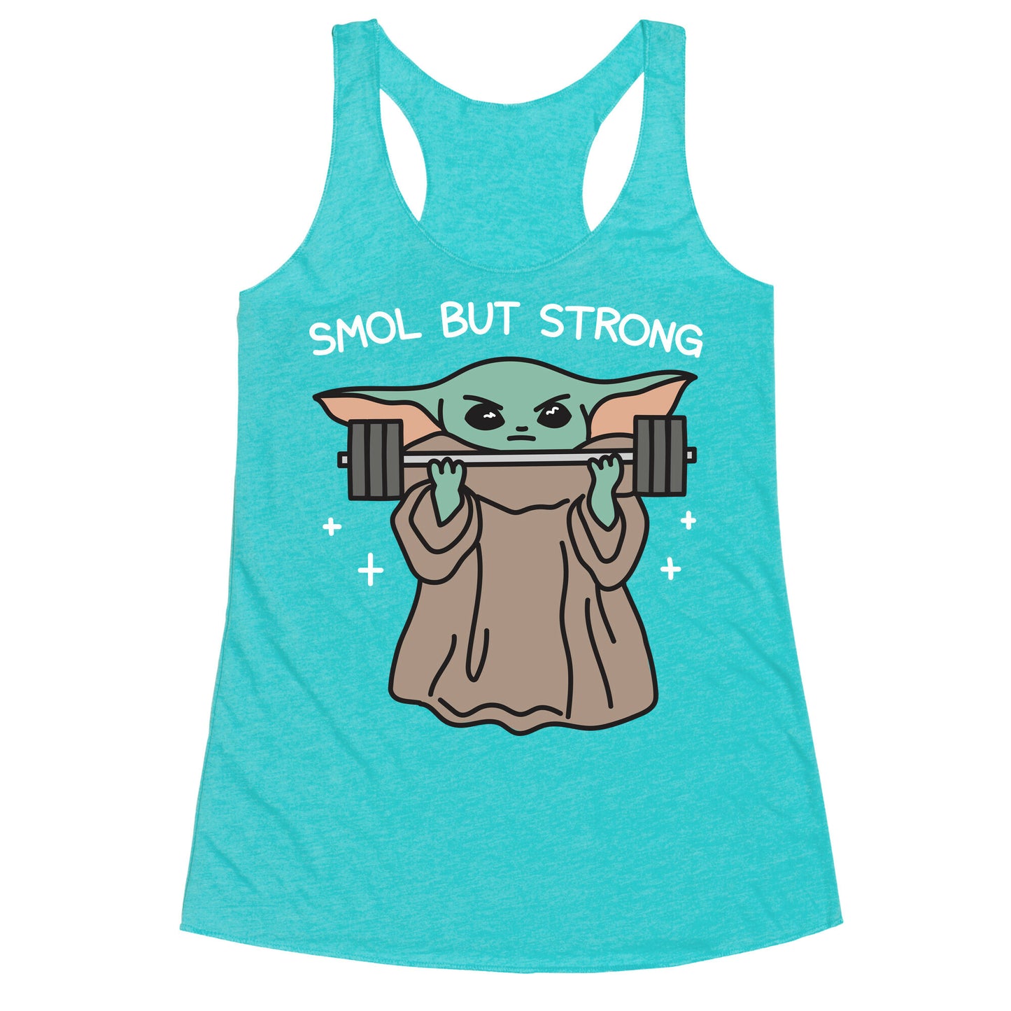 Smol But Strong Baby Yoda Racerback Tank