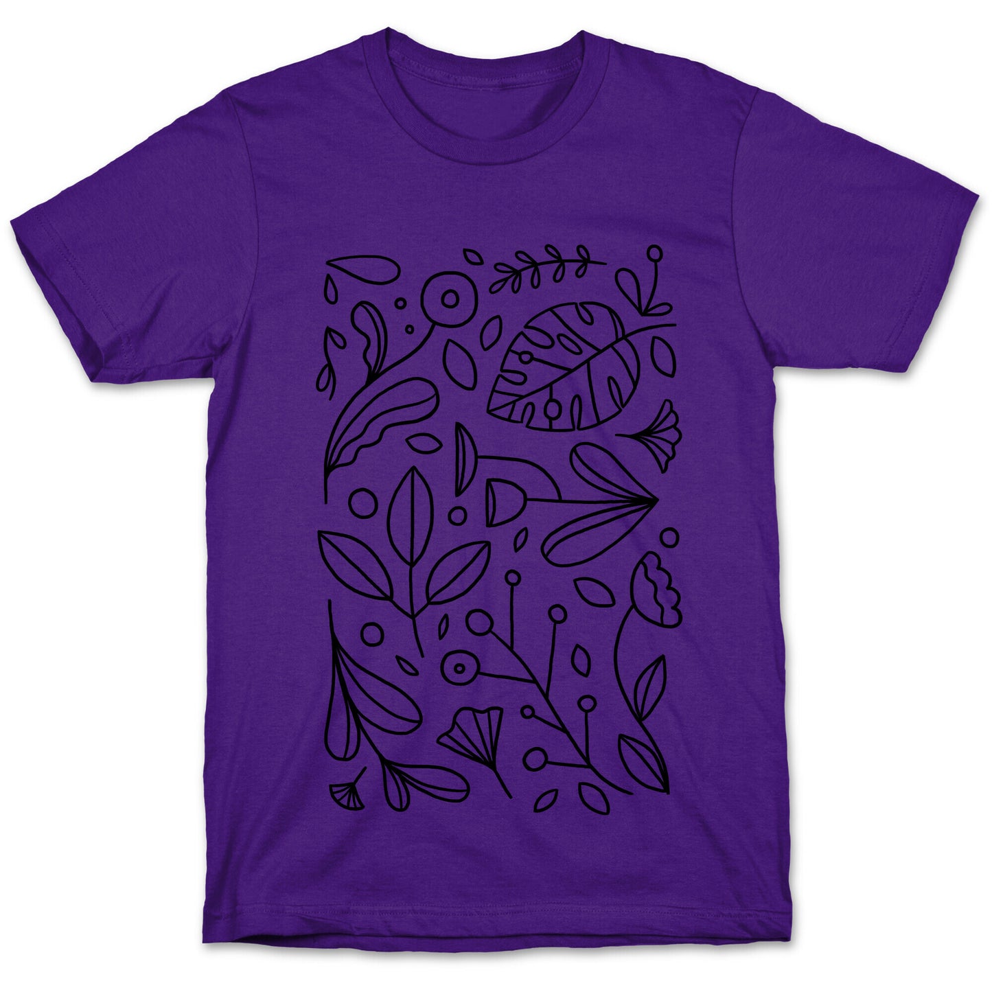 Black and White Plant Pattern T-Shirt