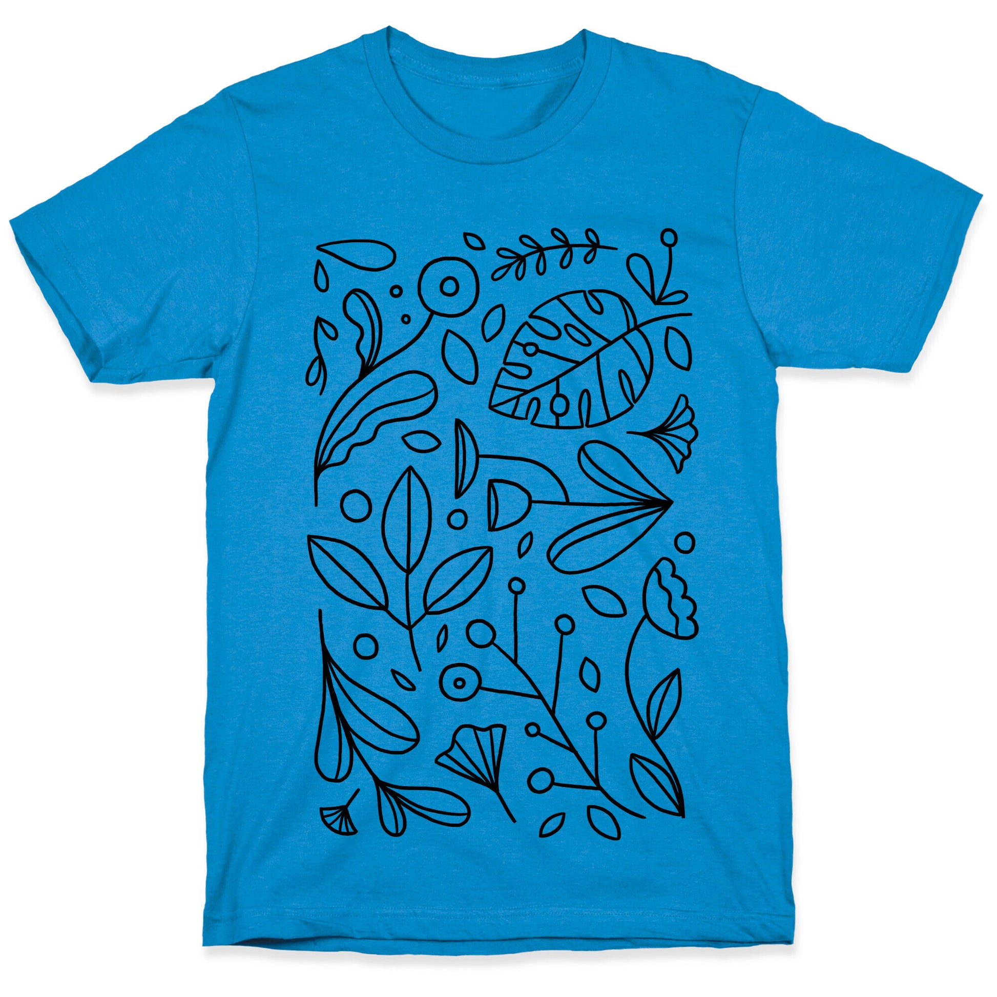 Black and White Plant Pattern T-Shirt
