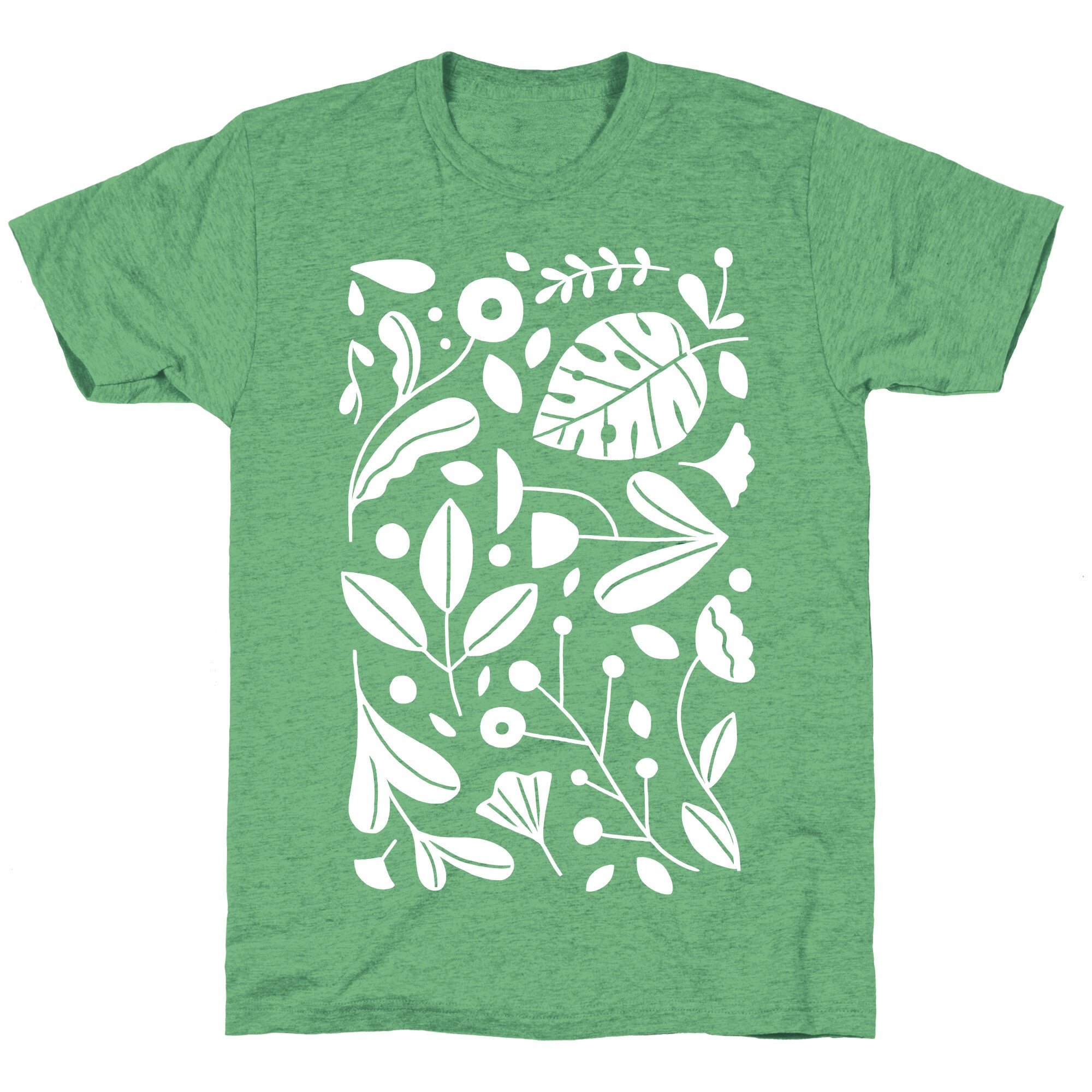Black and White Plant Pattern Unisex Triblend Tee