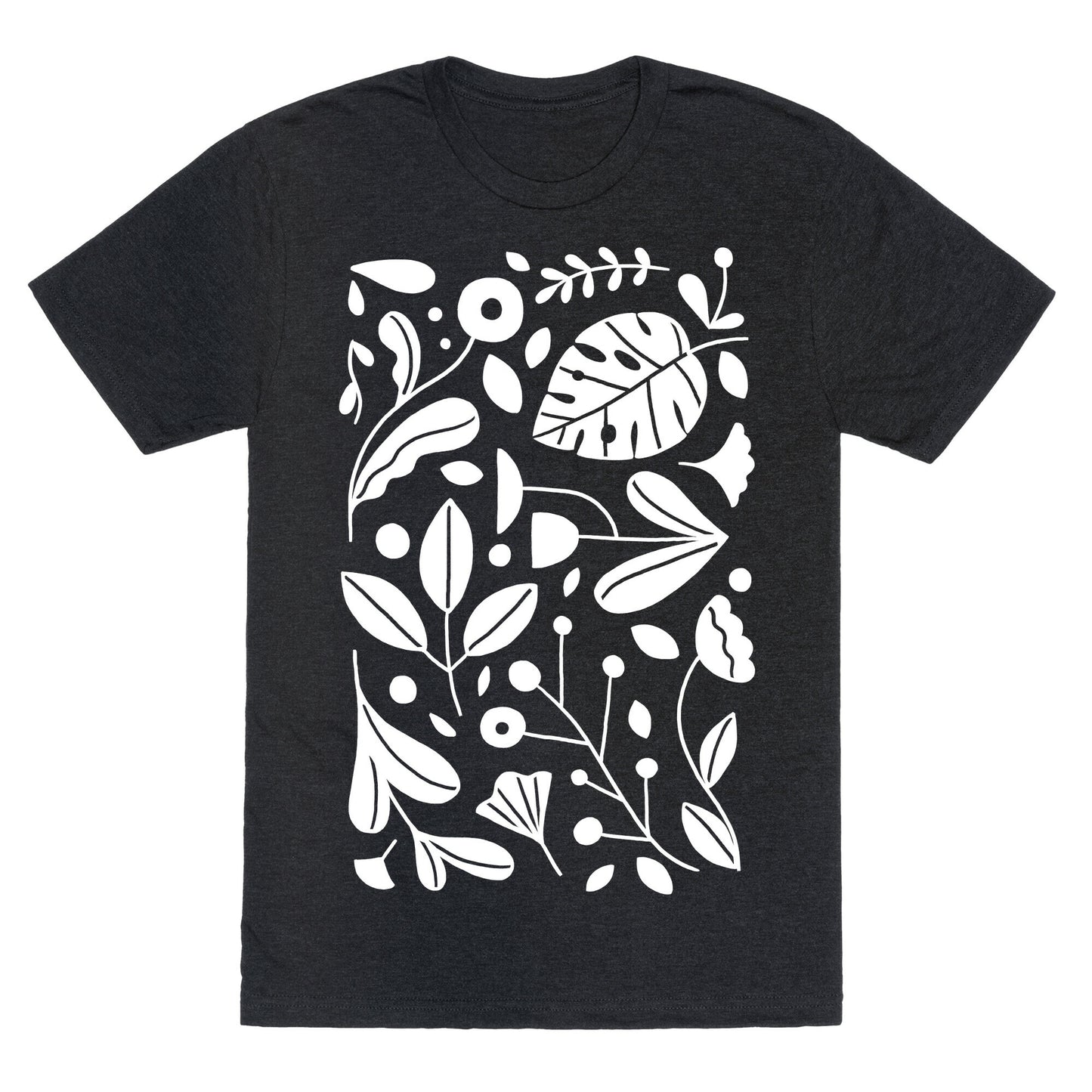 Black and White Plant Pattern Unisex Triblend Tee