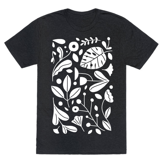 Black and White Plant Pattern Unisex Triblend Tee