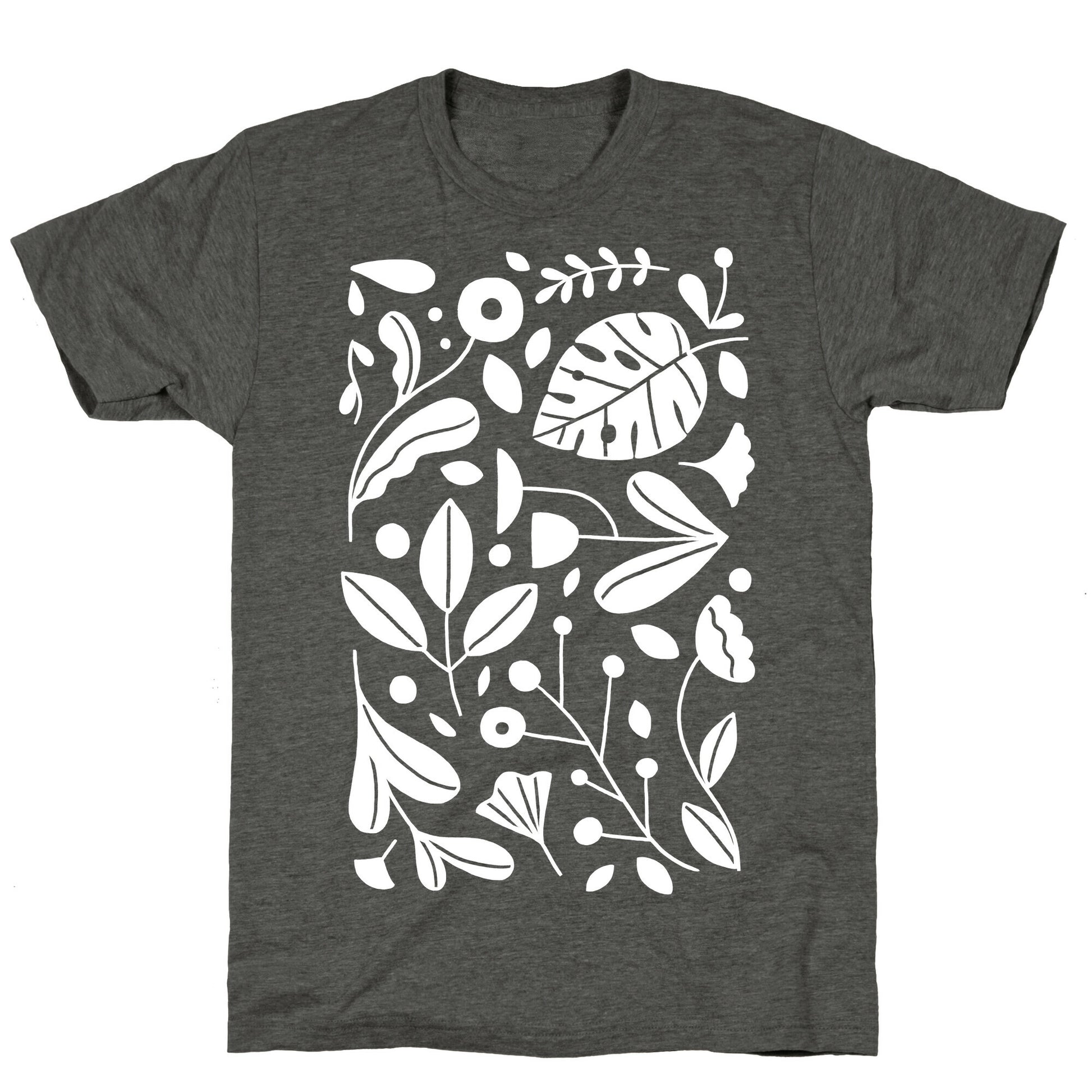 Black and White Plant Pattern Unisex Triblend Tee