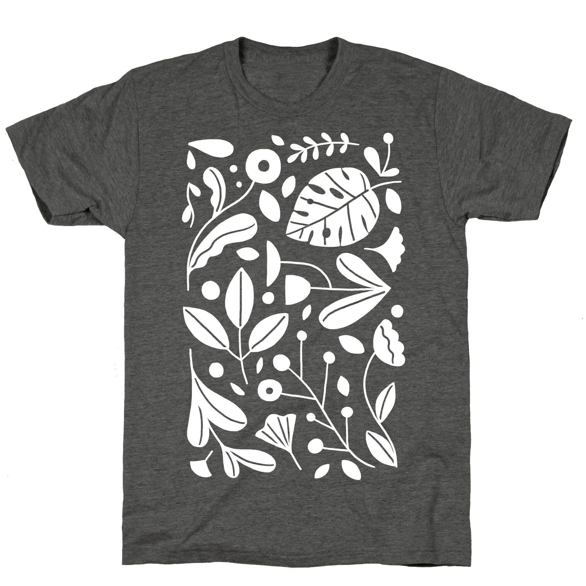 Black and White Plant Pattern Unisex Triblend Tee