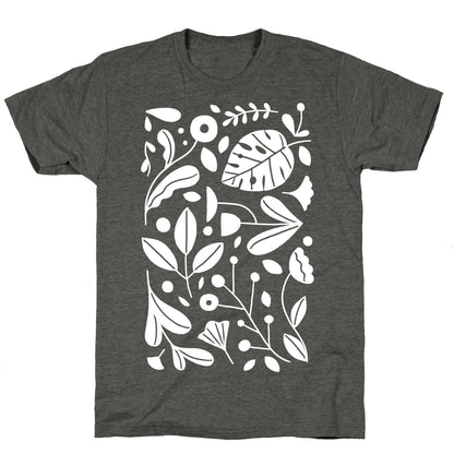 Black and White Plant Pattern Unisex Triblend Tee
