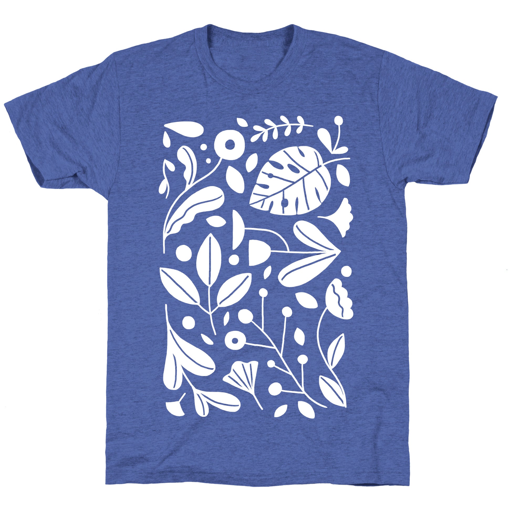 Black and White Plant Pattern Unisex Triblend Tee