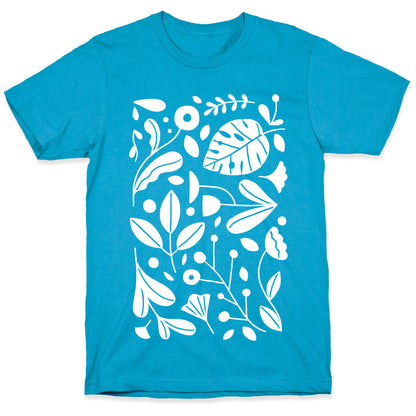 Black and White Plant Pattern Unisex Triblend Tee