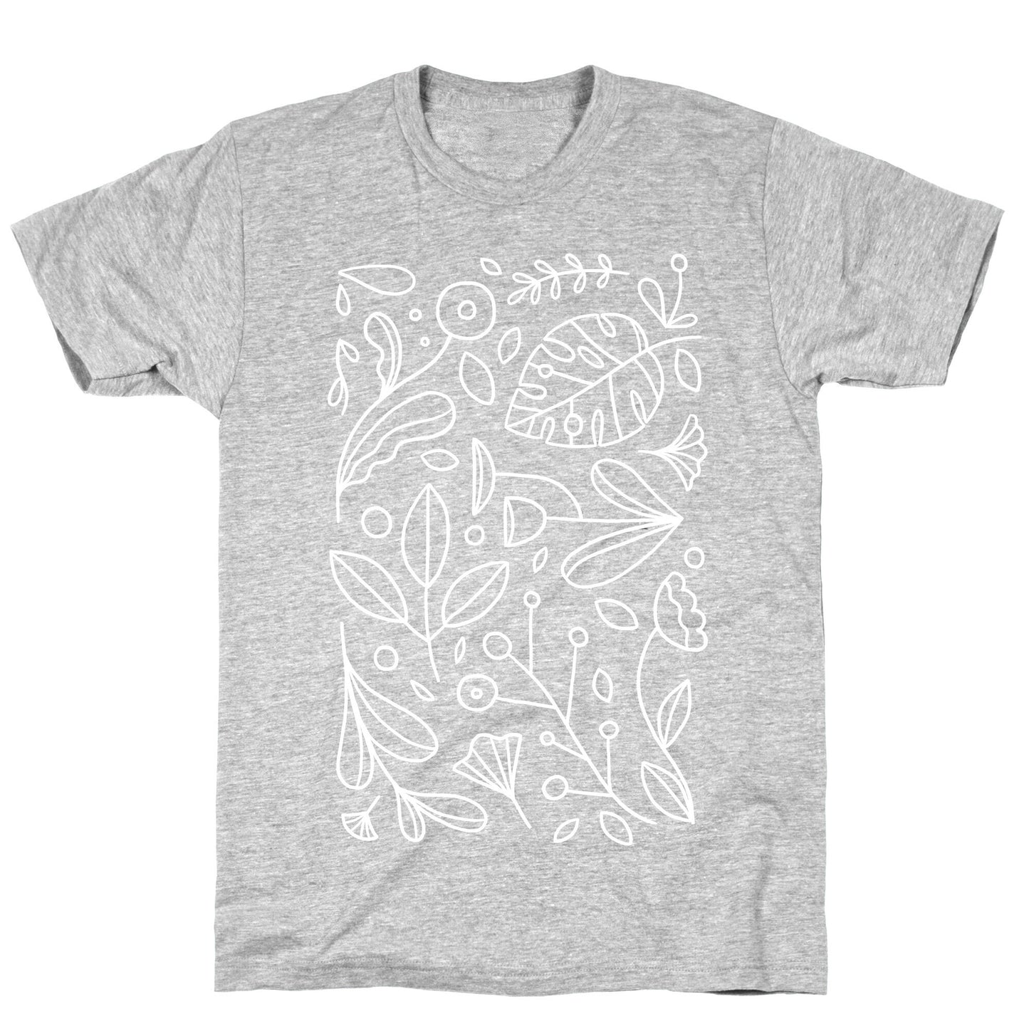 Black and White Plant Pattern T-Shirt