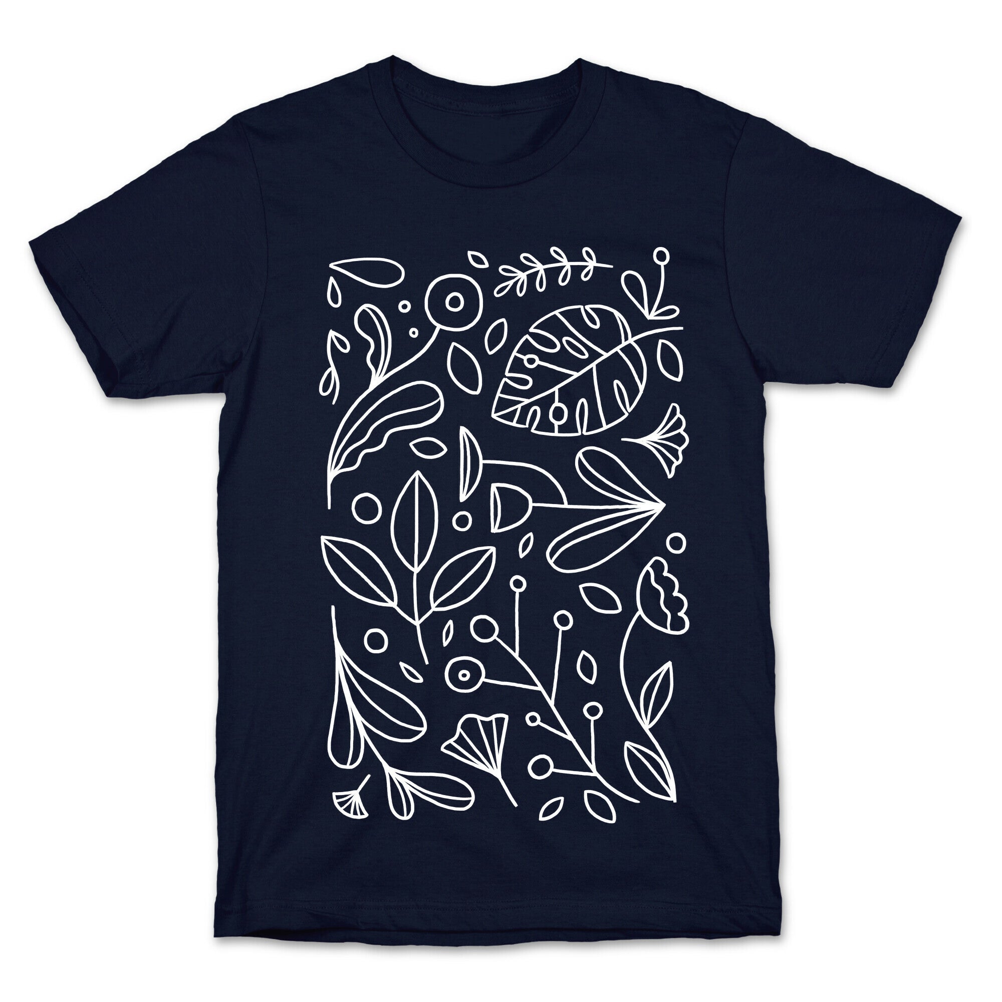 Black and White Plant Pattern T-Shirt