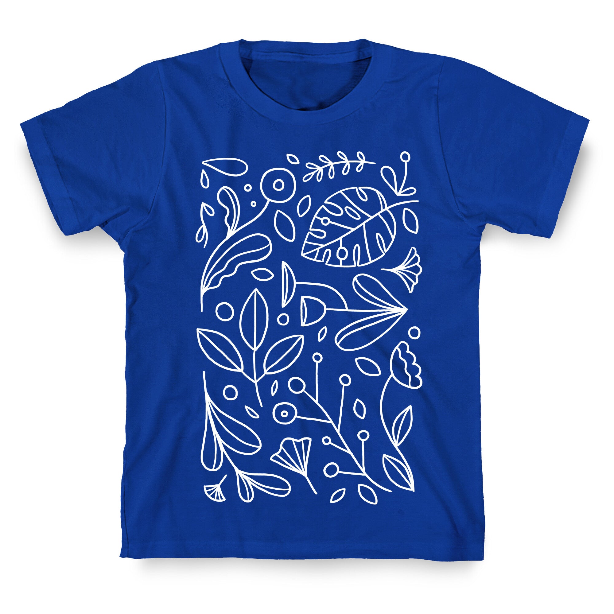 Black and White Plant Pattern T-Shirt