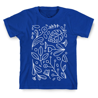 Black and White Plant Pattern T-Shirt