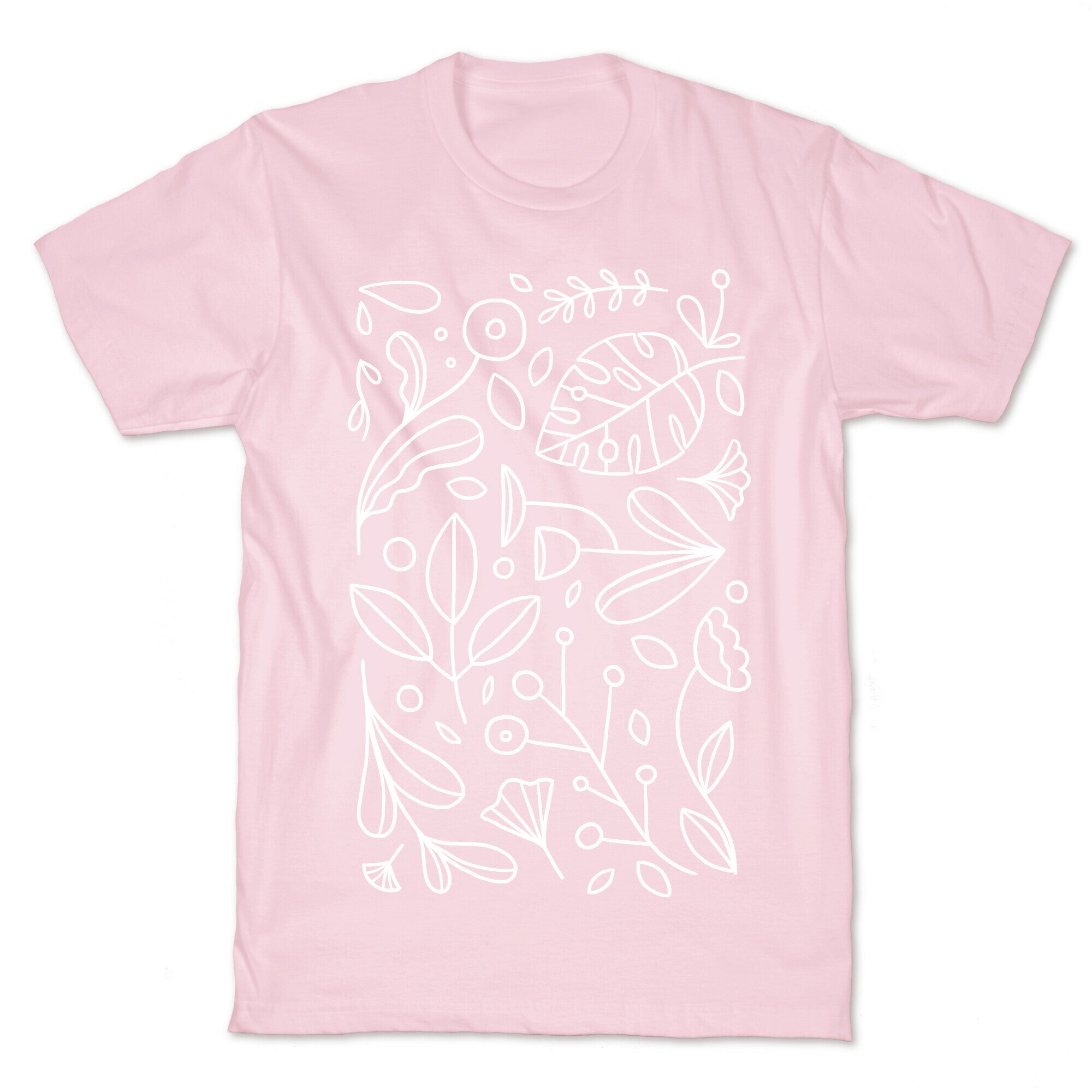 Black and White Plant Pattern T-Shirt