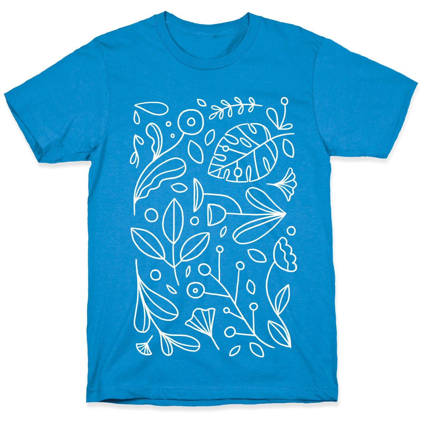 Black and White Plant Pattern T-Shirt
