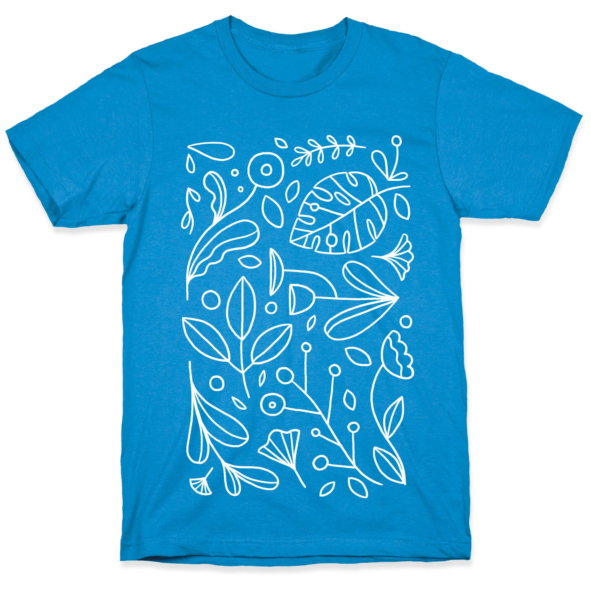 Black and White Plant Pattern T-Shirt