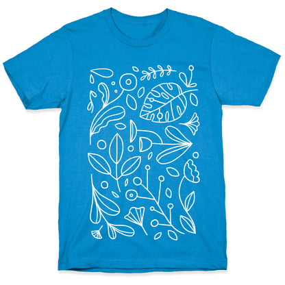 Black and White Plant Pattern T-Shirt