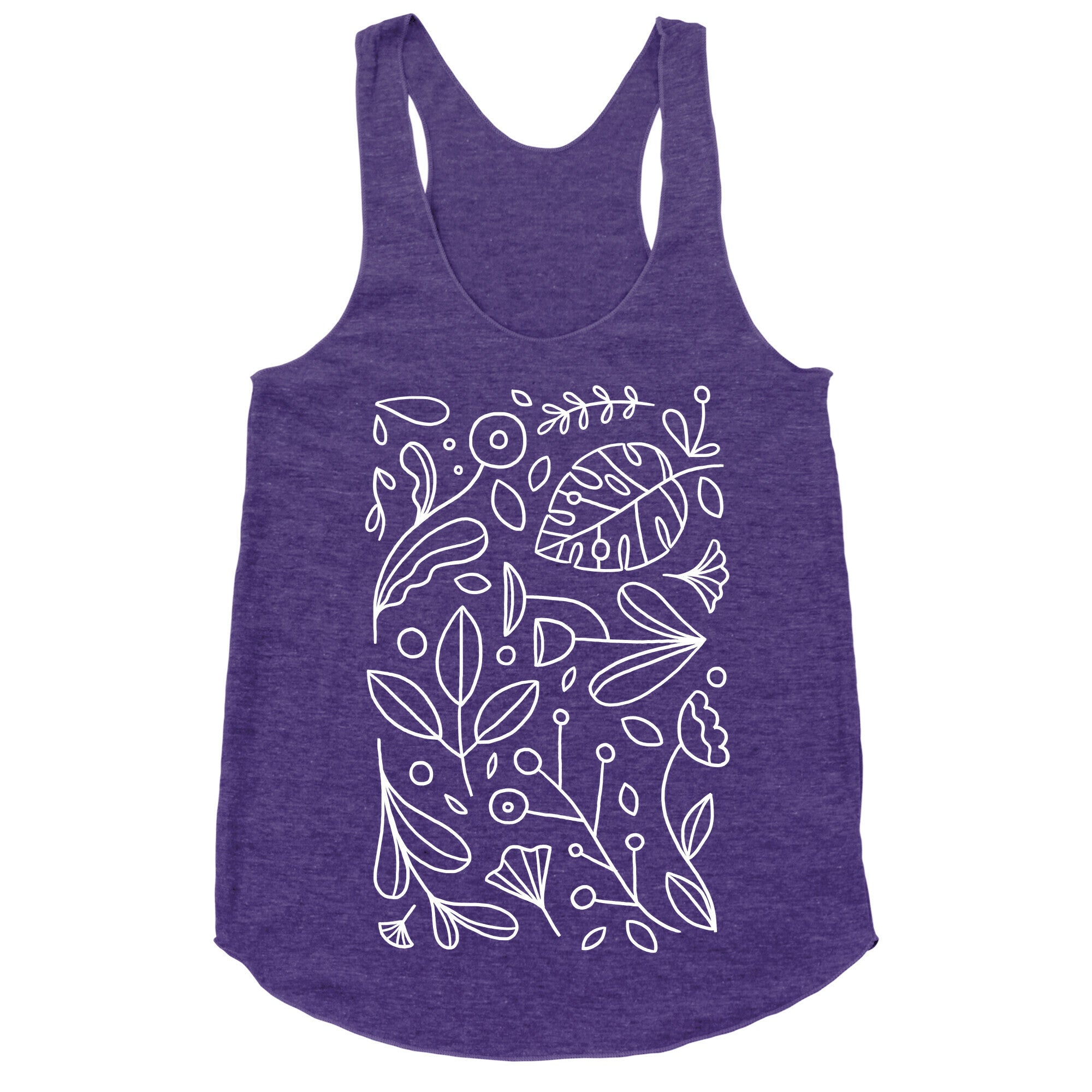 Black and White Plant Pattern Racerback Tank