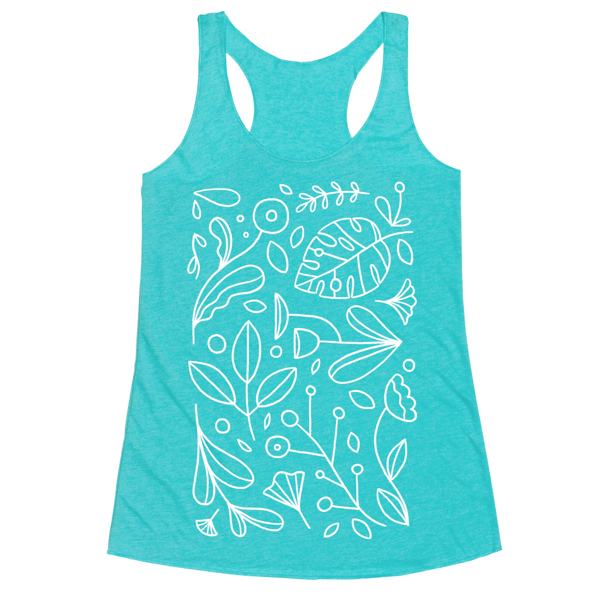 Black and White Plant Pattern Racerback Tank
