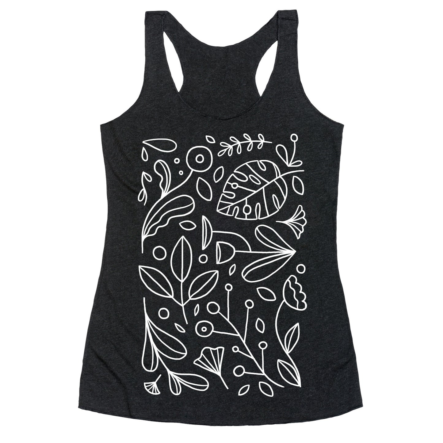 Black and White Plant Pattern Racerback Tank