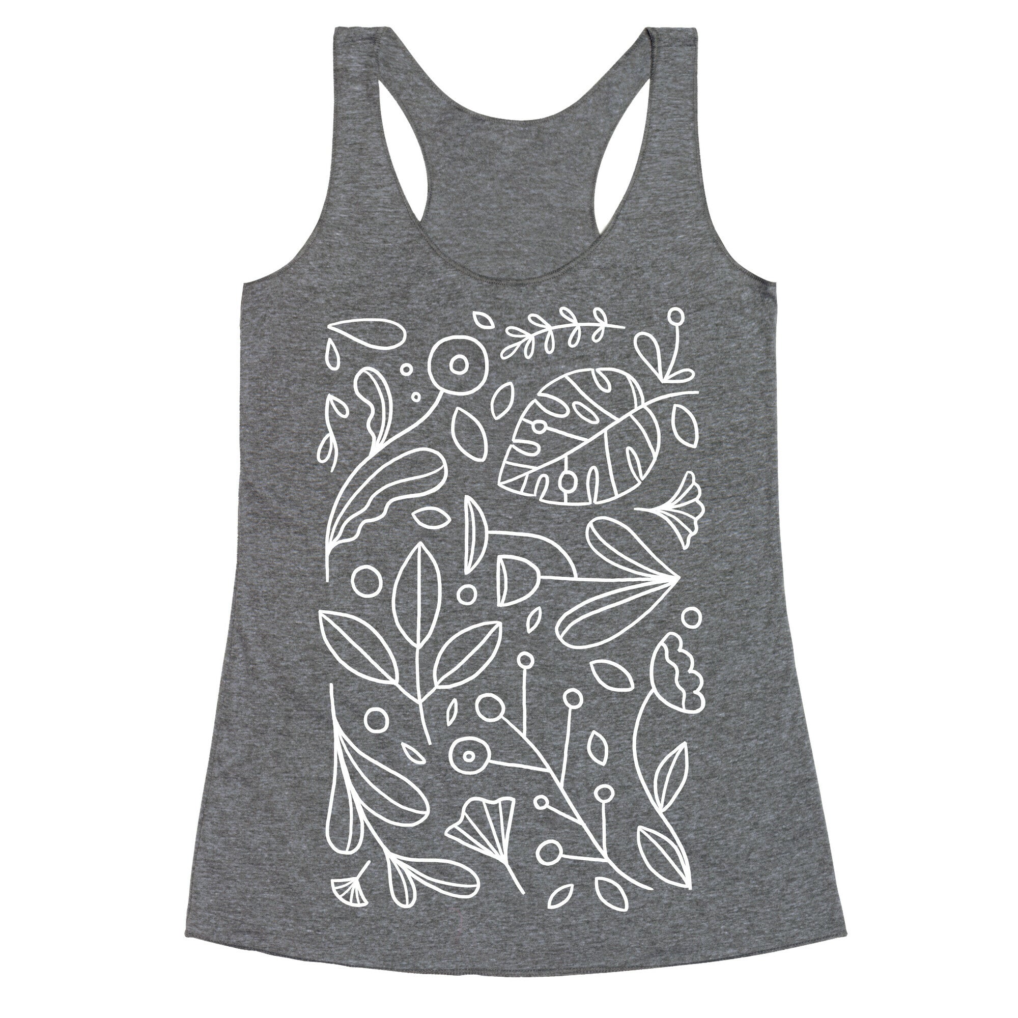 Black and White Plant Pattern Racerback Tank