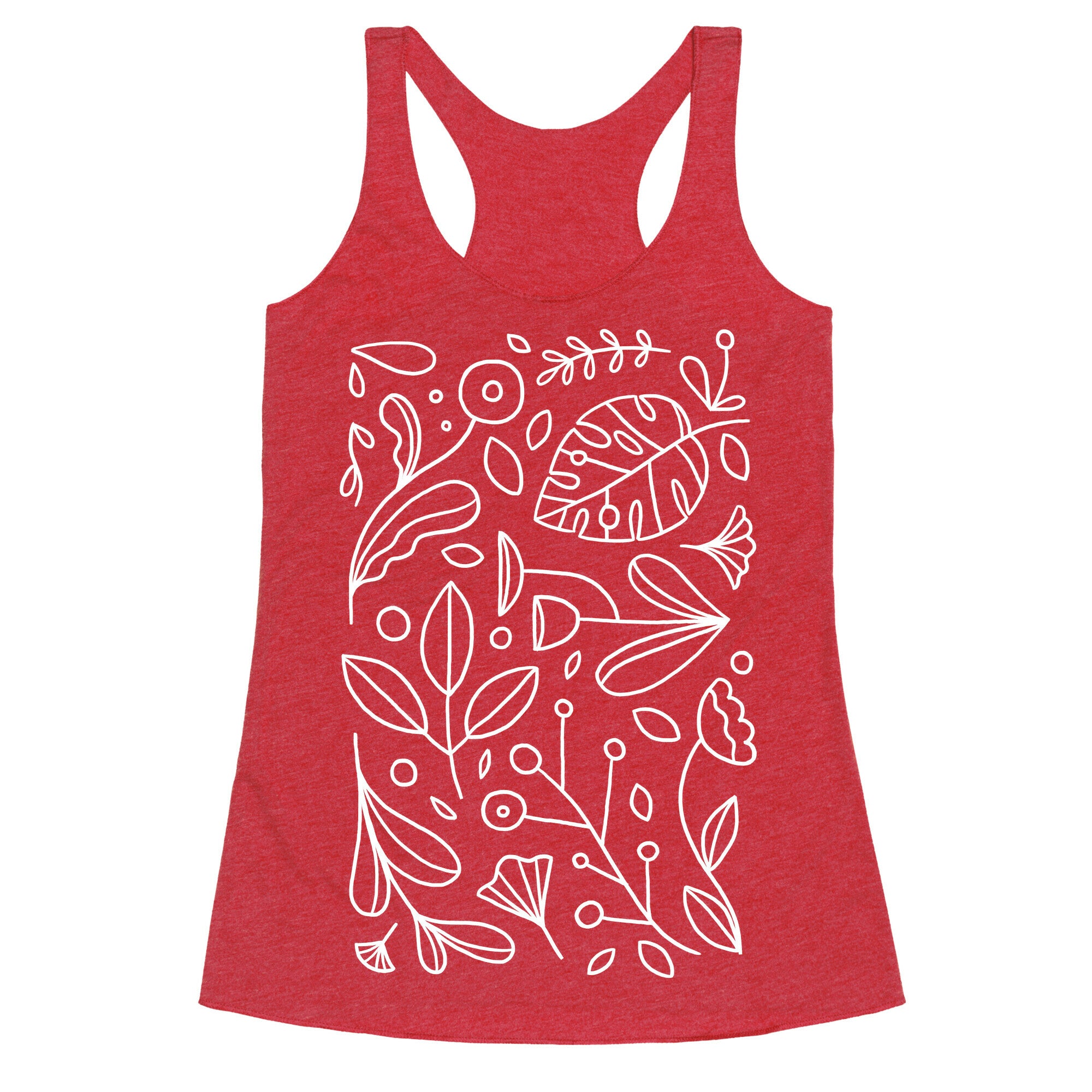 Black and White Plant Pattern Racerback Tank