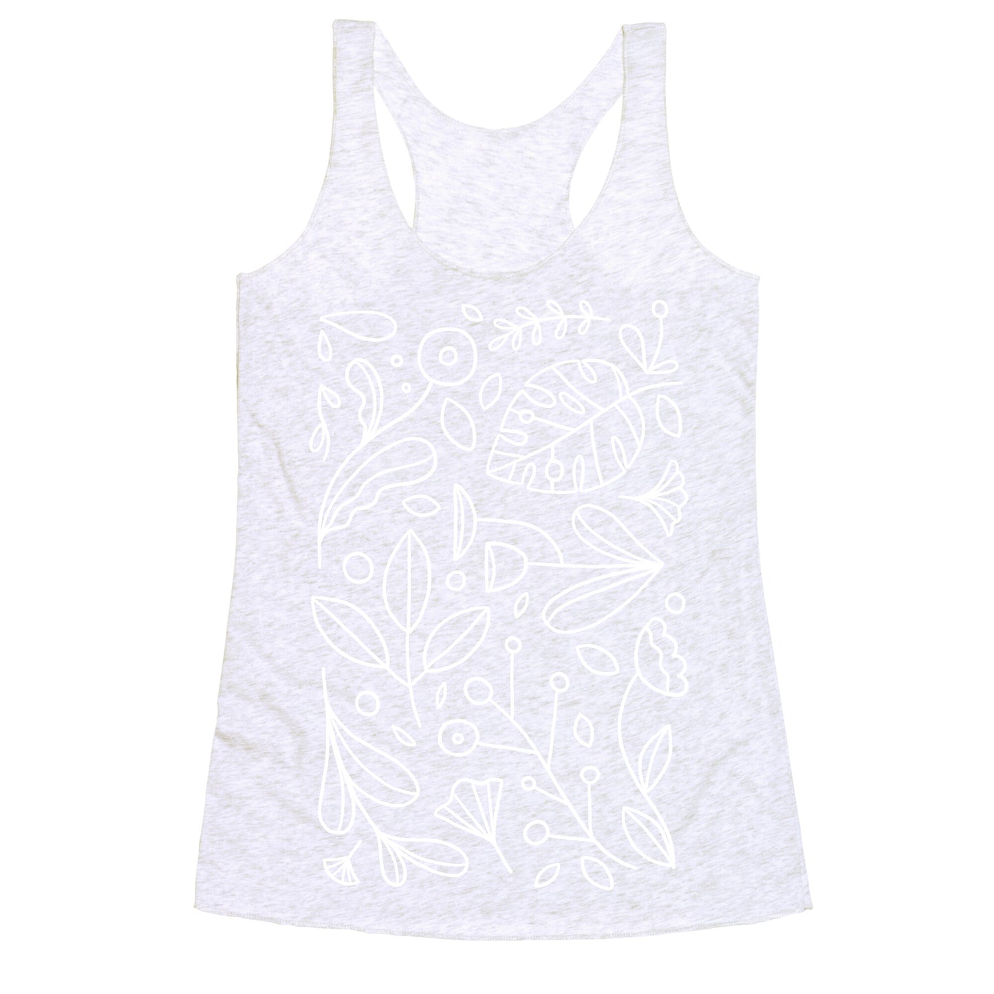 Black and White Plant Pattern Racerback Tank
