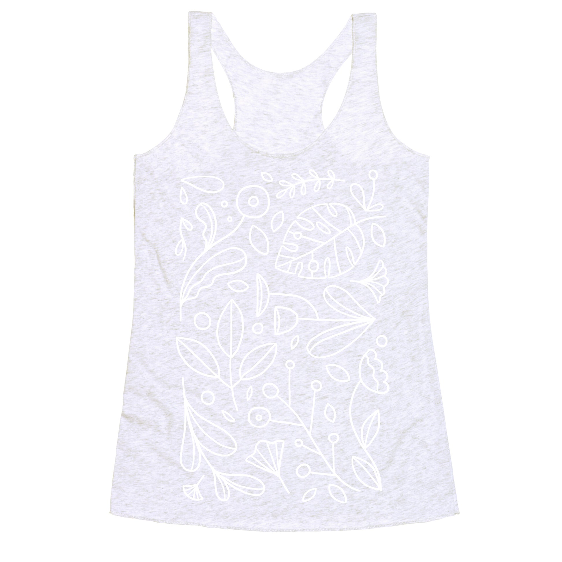 Black and White Plant Pattern Racerback Tank