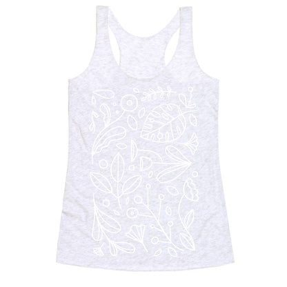 Black and White Plant Pattern Racerback Tank
