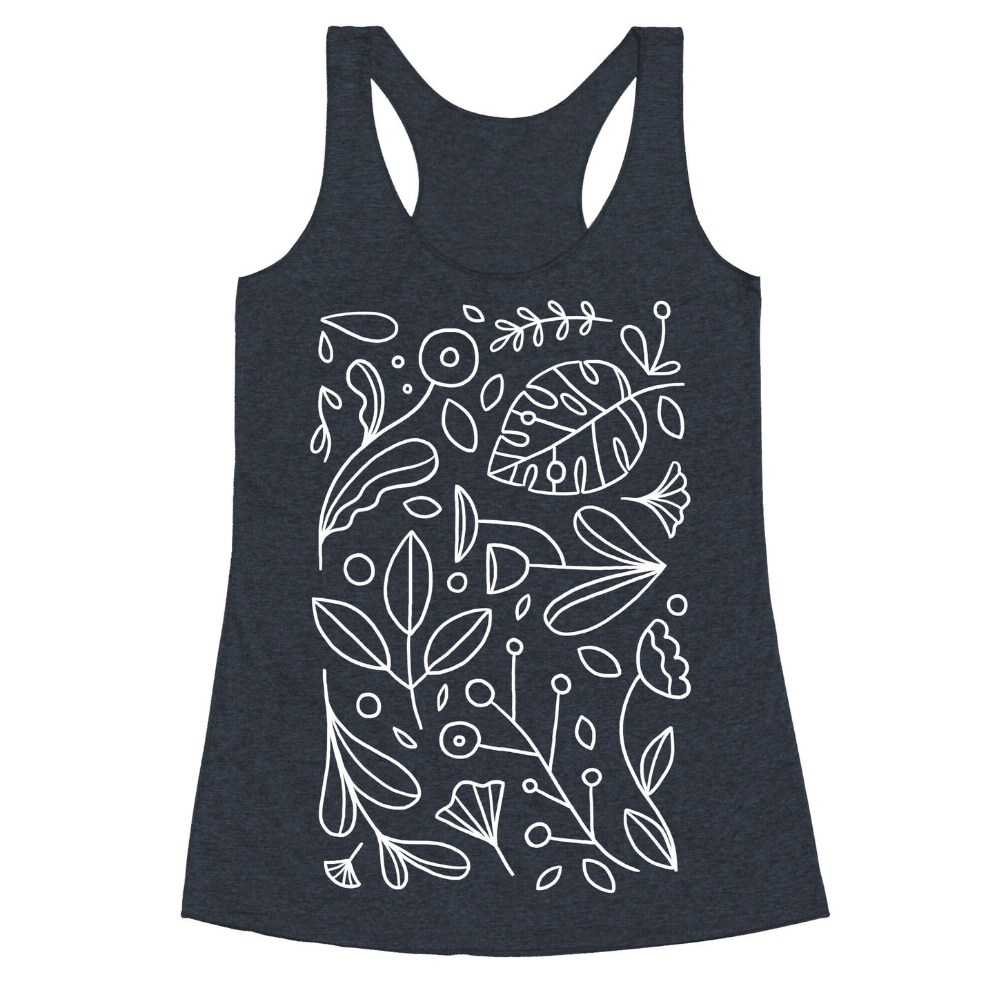 Black and White Plant Pattern Racerback Tank
