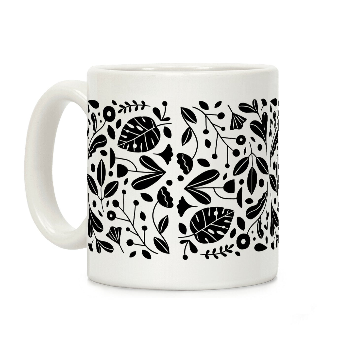 Black and White Plant Pattern Coffee Mug