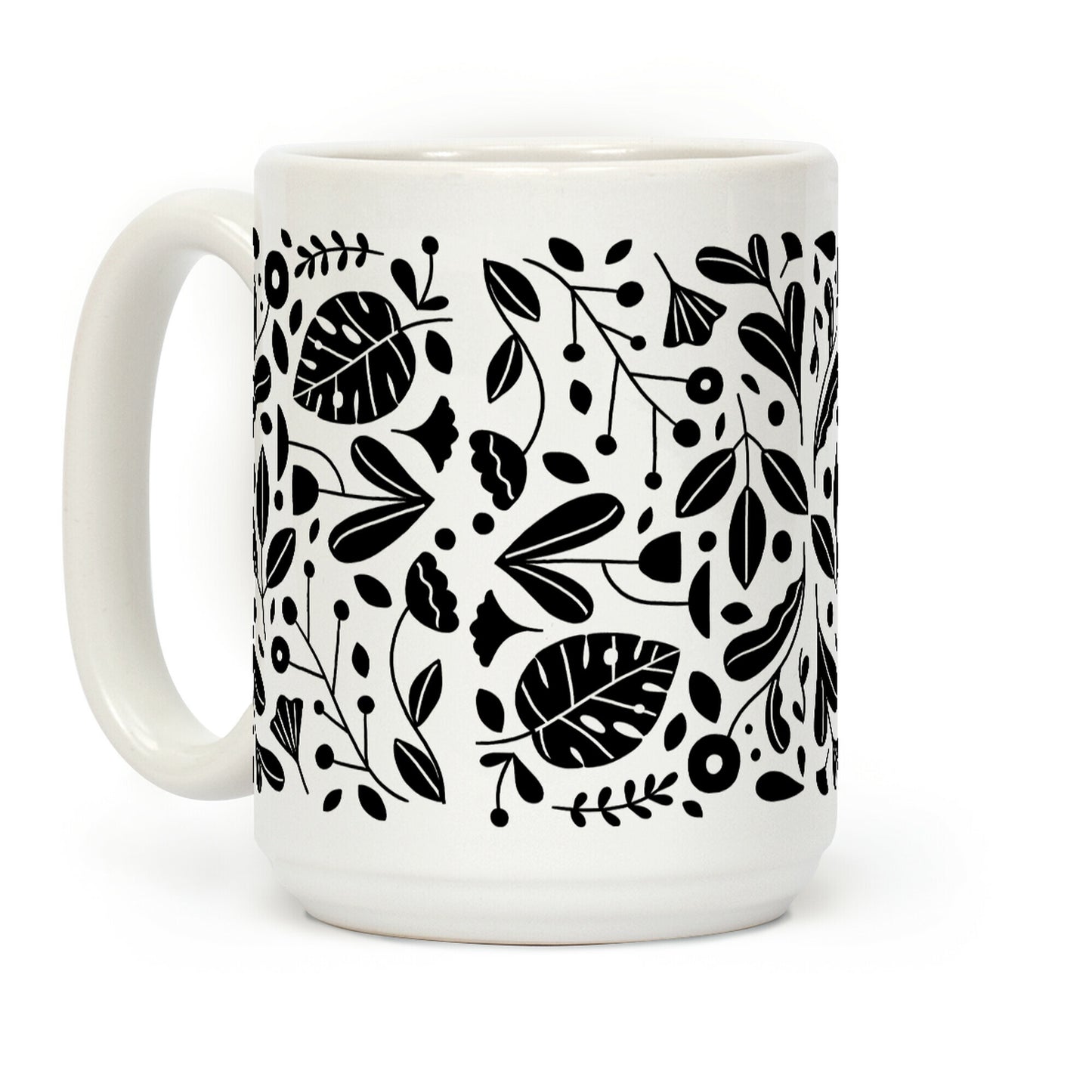 Black and White Plant Pattern Coffee Mug