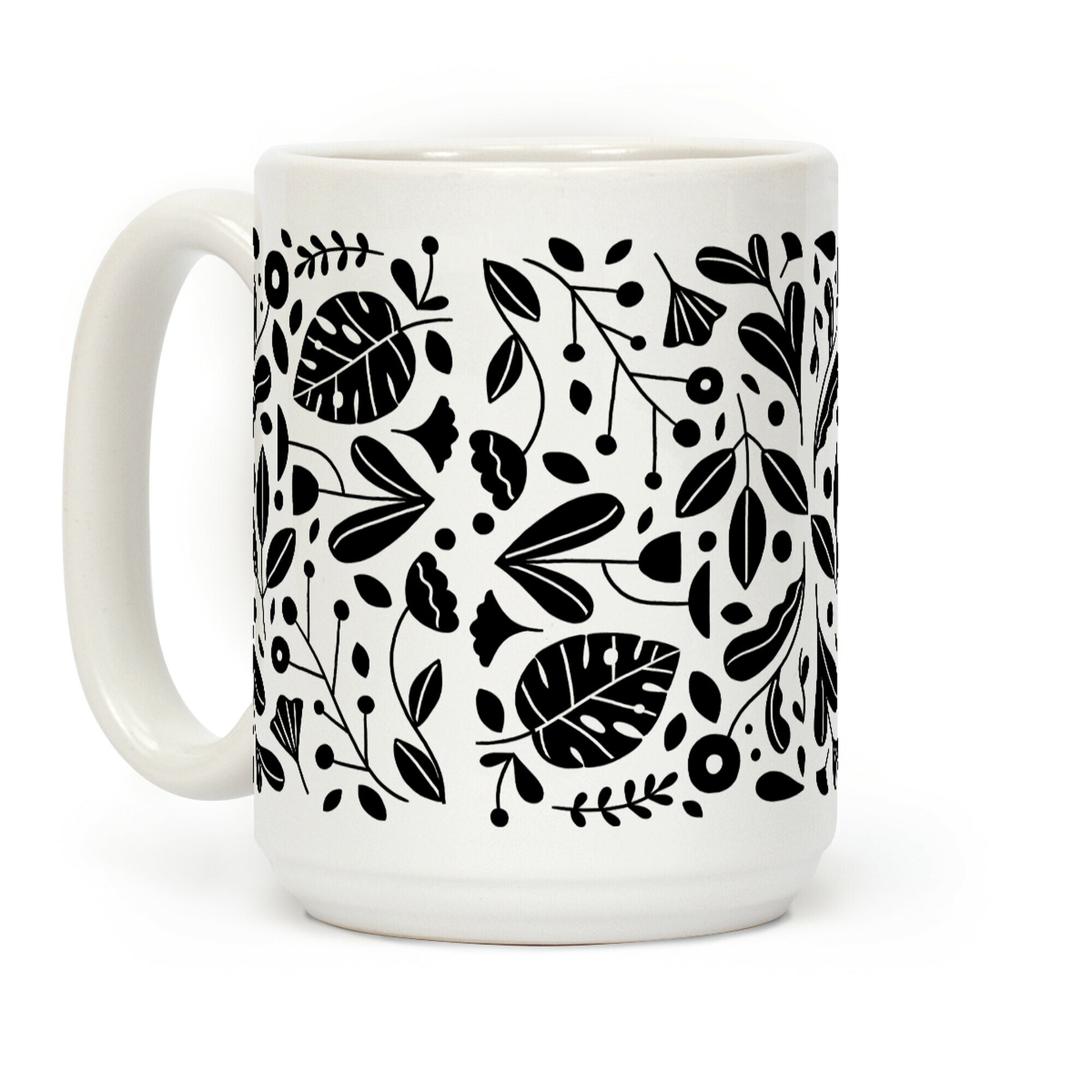 Black and White Plant Pattern Coffee Mug