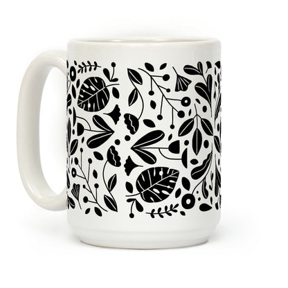 Black and White Plant Pattern Coffee Mug