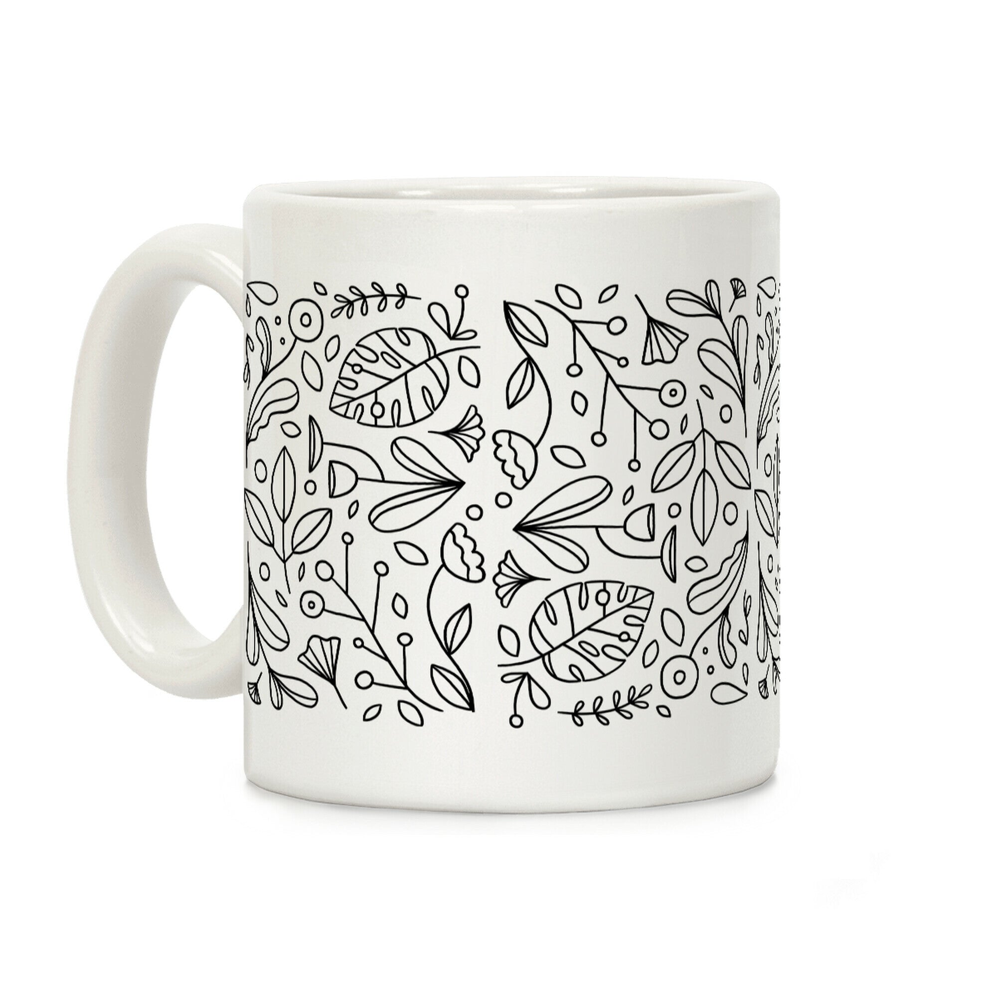 Black and White Plant Pattern Coffee Mug