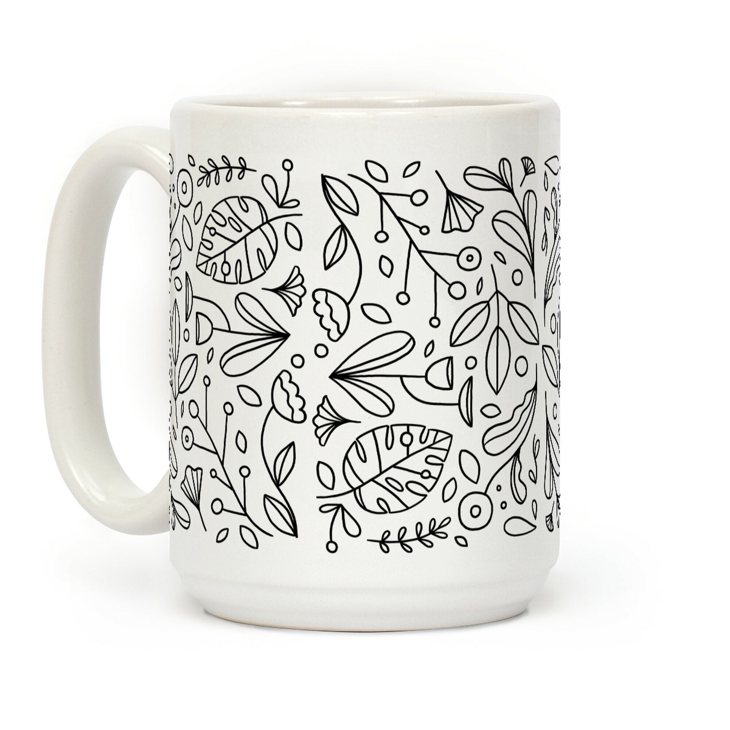 Black and White Plant Pattern Coffee Mug
