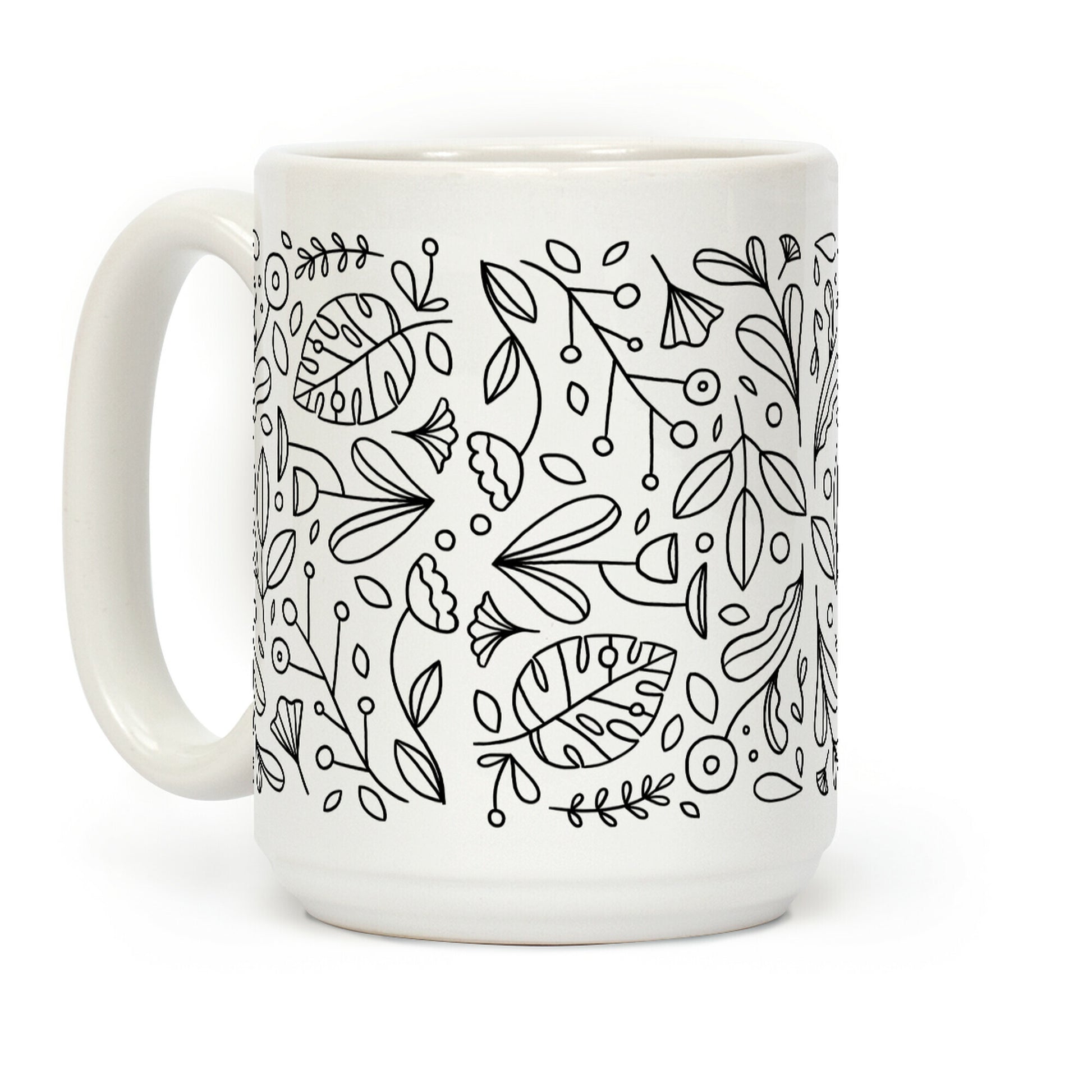Black and White Plant Pattern Coffee Mug