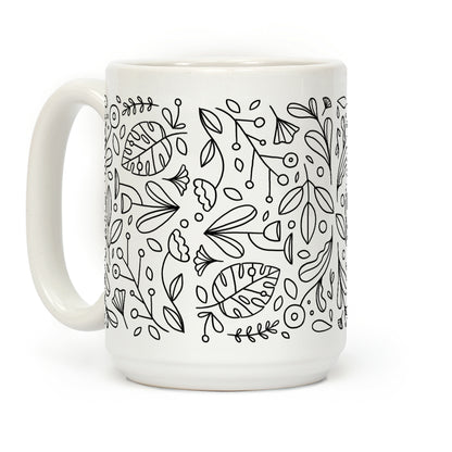 Black and White Plant Pattern Coffee Mug