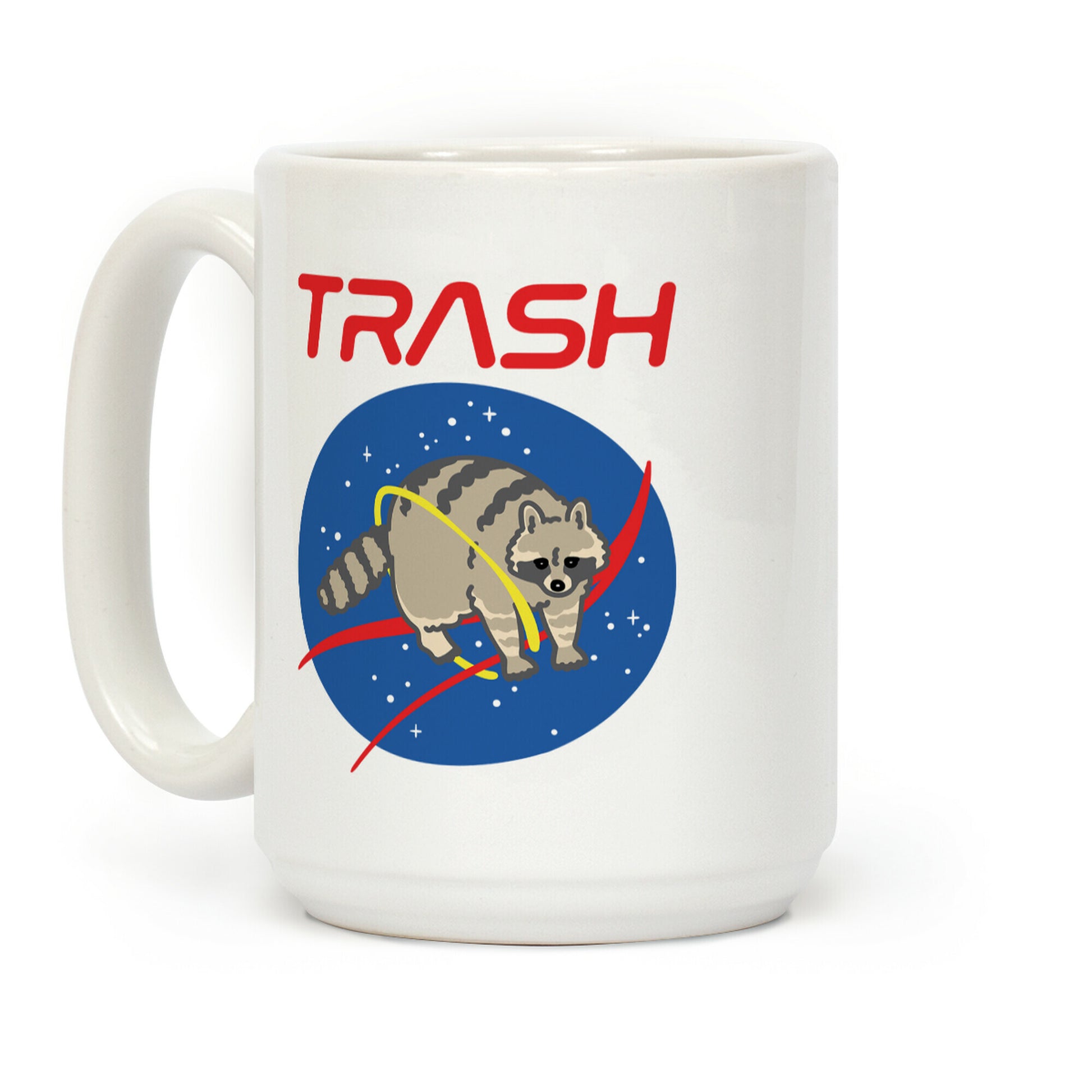 Trash Raccoon Nasa Logo Parody White Print Coffee Mug