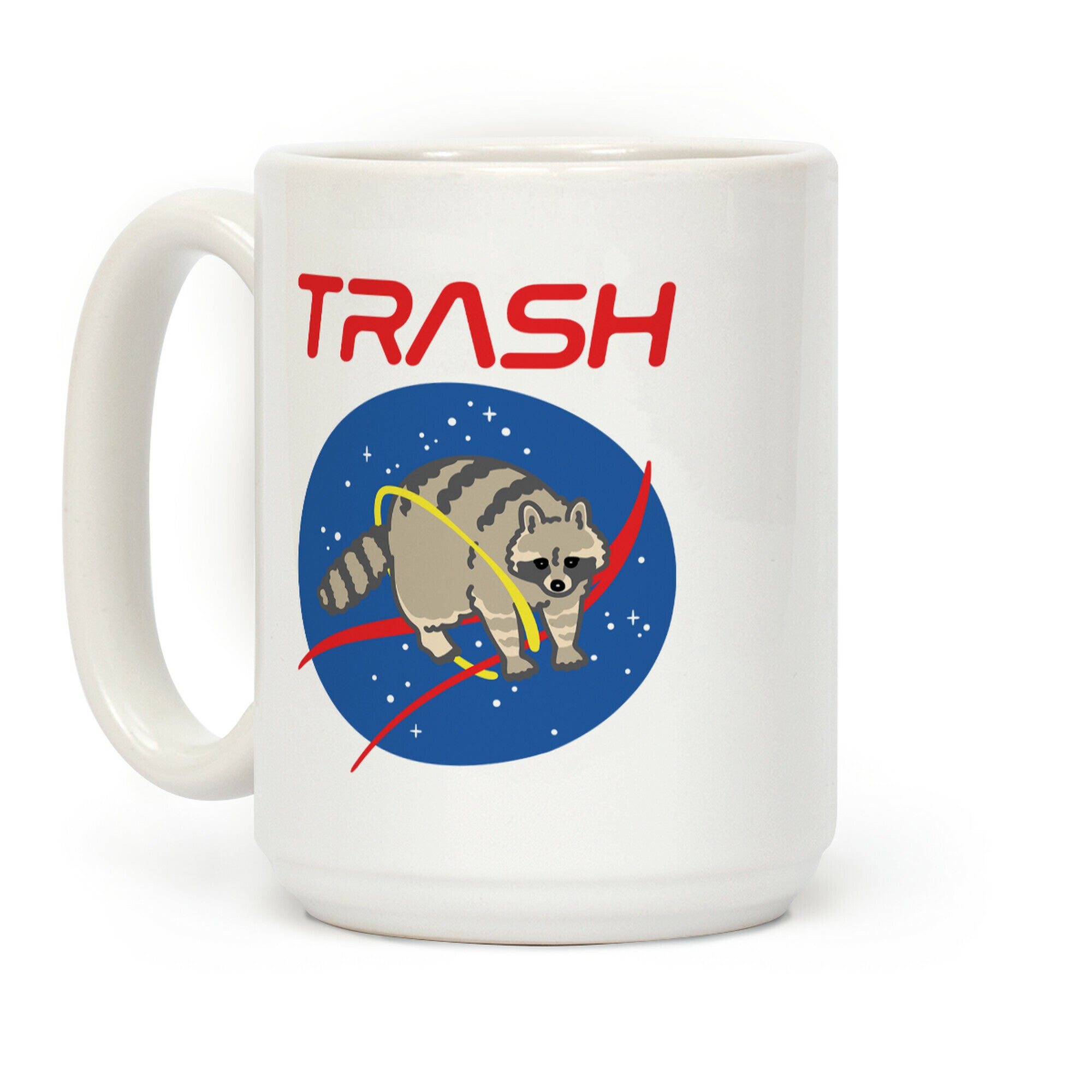 Trash Raccoon Nasa Logo Parody White Print Coffee Mug