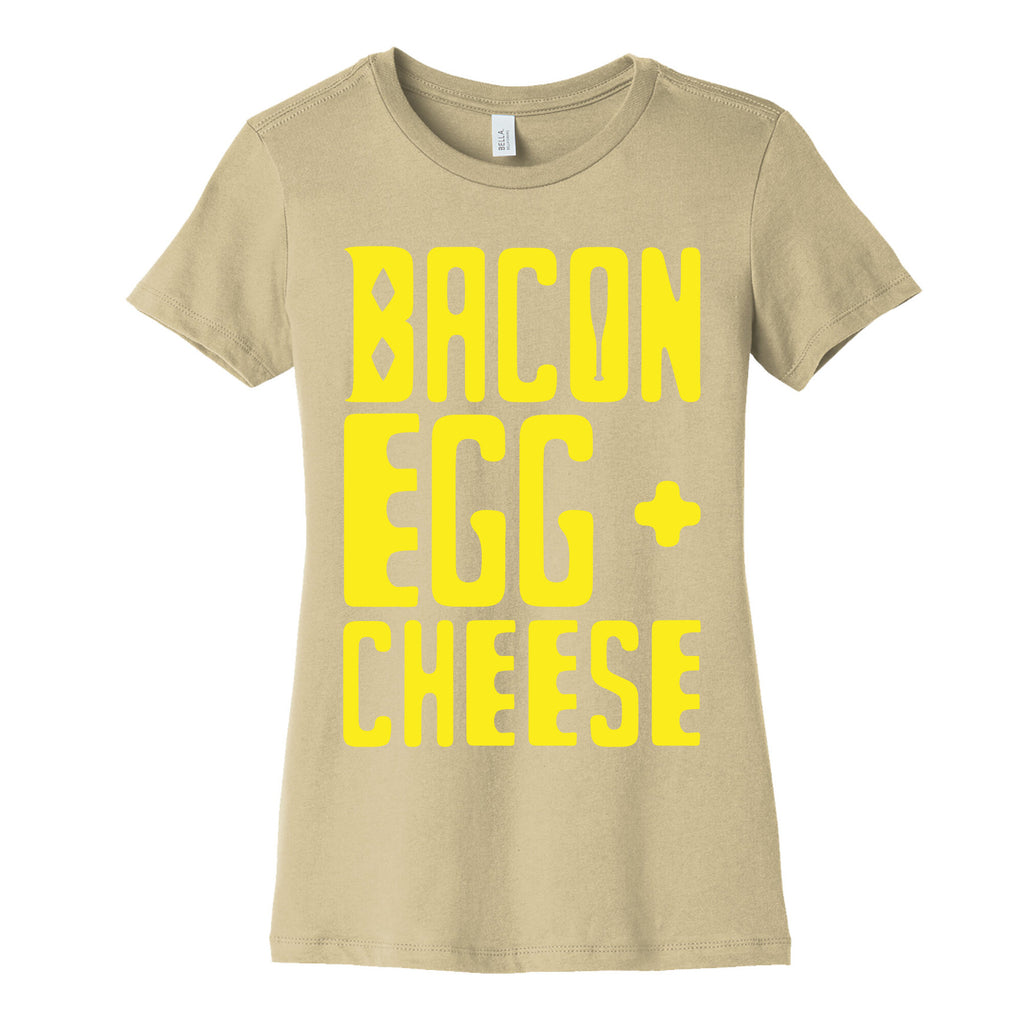 Bacon Egg + Cheese BOP Parody White Print Women's Cotton Tee