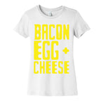 Bacon Egg + Cheese BOP Parody White Print Women's Cotton Tee