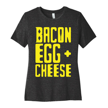 Bacon Egg + Cheese BOP Parody White Print Women's Cotton Tee